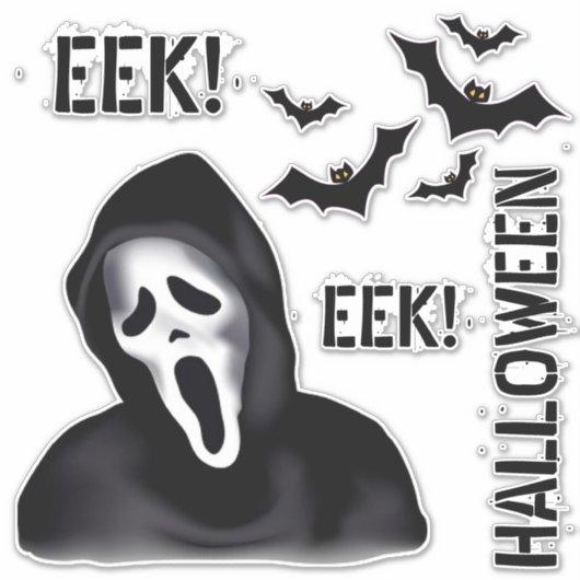 EEK & Echoes – Halloween Masked Ghost with Bats Aufkleber (Vorderseite)