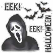 EEK & Echoes – Halloween Maskierter Geist mit Fled Aufkleber (Vorderseite)
