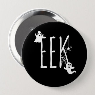 EEK! Geister & Halloween-Spinne Weiß auf Schwarz Button