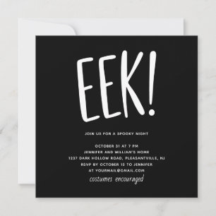EEK! Moderne lustige Halloween-Party   Schwarz Gru Einladung