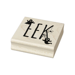 Eek Whimsical Gruseliger Geist & Spinne Halloween Gummistempel