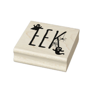 Eek Whimsical Gruseliger Geist & Spinne Halloween Gummistempel