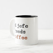 Eel Jefe braucht Kaffee Zweifarbige Tasse (Vorderseite Links)