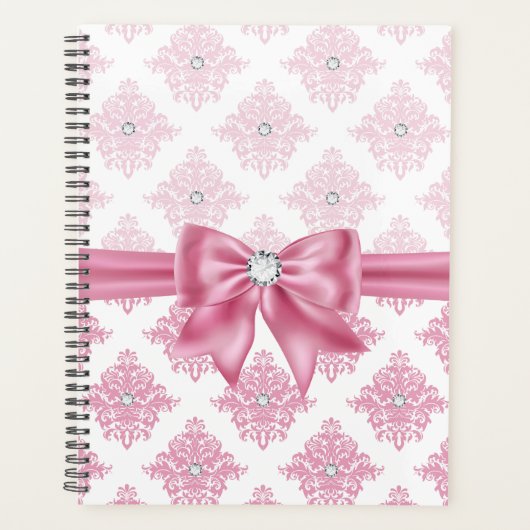Eelegm Glam Pink Bow Diamonds Damask Planer (Vorderseite)