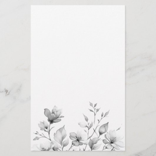 Eelgante minimalistische Wildblumen Briefpapier (Rückseite)