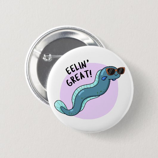 Eelin Great Funny Slippery Eel Pun Button (Vorne & Hinten)