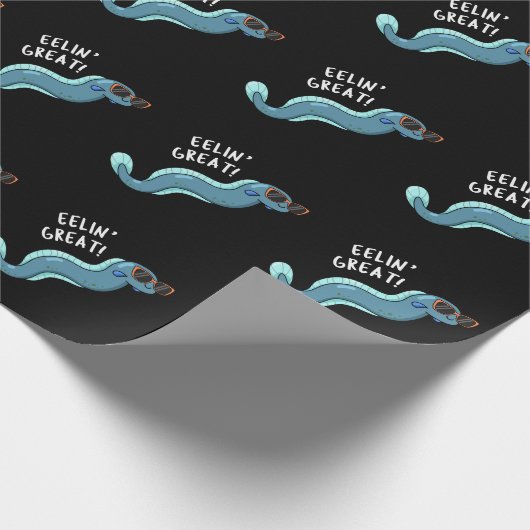 Eelin Great Funny Slippery Eel Pun Dark BG Geschenkpapier (Ecke)