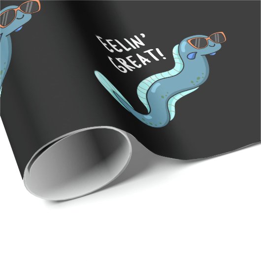 Eelin Great Funny Slippery Eel Pun Dark BG Geschenkpapier (Rolleneckpunkt)