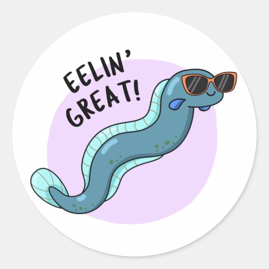Eelin Great Funny Slippery Eel Pun Runder Aufkleber (Vorderseite)