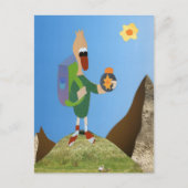 Eend met kompas op vakantie avontuur in de bergen postkarte (Vorderseite)