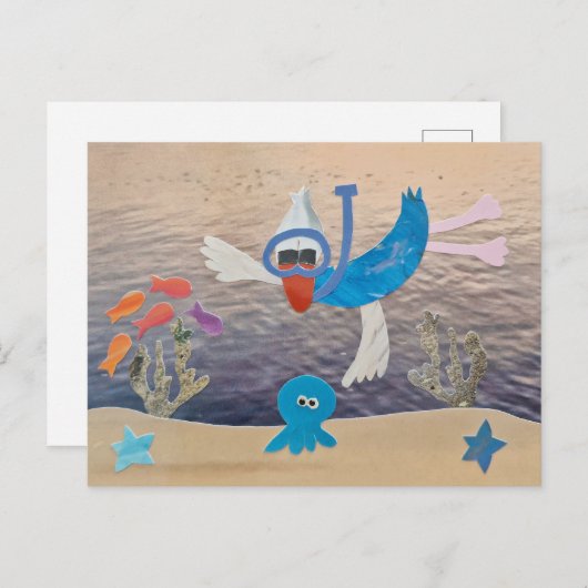 Eend op vakantie zwemmen in tropisch water postkarte (Vorne/Hinten)