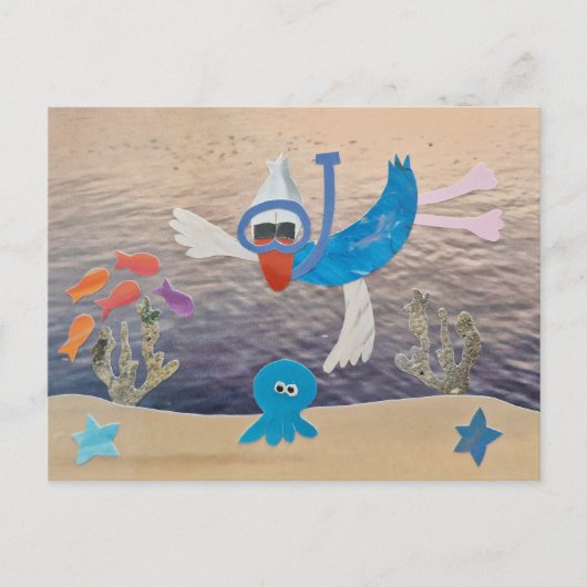 Eend op vakantie zwemmen in tropisch water postkarte (Vorderseite)