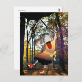 Eend vliegt door bos herfst landschap reizen    postkarte (Vorne/Hinten)