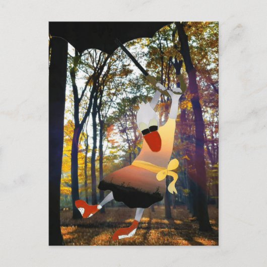 Eend vliegt door bos herfst landschap reizen    postkarte (Vorderseite)