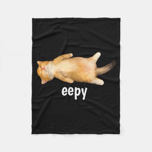 Eepy Cat Meme Funny Sleepy Cat Viral Gen Z Sarcast Fleecedecke (Vorderseite)