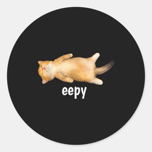 Eepy Cat Meme Funny Sleepy Cat Viral Gen Z Sarcast Runder Aufkleber (Vorderseite)