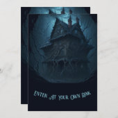 Eerie Abandoned Mansion Halloween-Party Einladung (Vorne/Hinten)