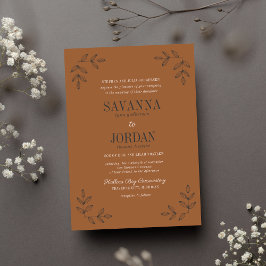 Eerie Autumn Halloween Terracotta Black Wedding Einladung