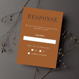 Eerie Autumn Halloween Terracotta Black Wedding RSVP Karte