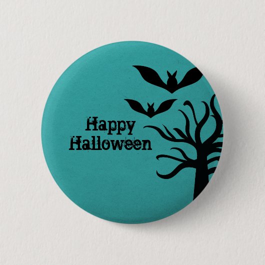 Eerie Bats Halloween Button, Aqua Button (Vorderseite)