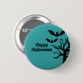 Eerie Bats Halloween Button, Aqua Button (Vorne & Hinten)