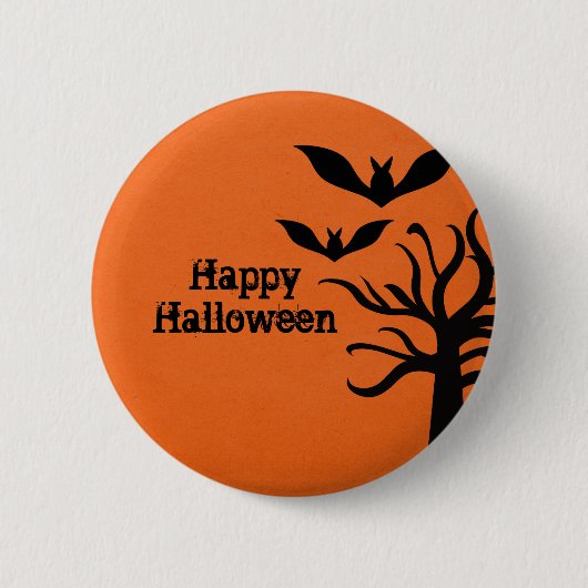 Eerie Bats Halloween Button, Orange Button (Vorderseite)
