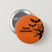 Eerie Bats Halloween Button, Orange Button (Vorne & Hinten)