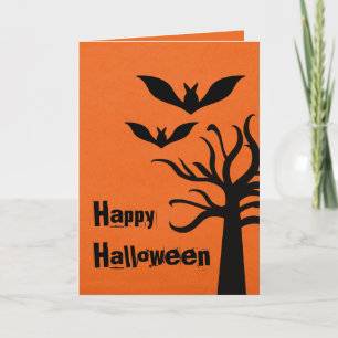 Eerie Bats Halloween Card, Orange Karte