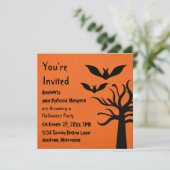 Eerie Bats Halloween Invite, Orange Einladung (Stehend Vorderseite)