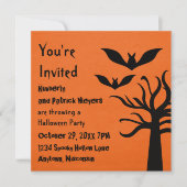 Eerie Bats Halloween Invite, Orange Einladung (Vorderseite)