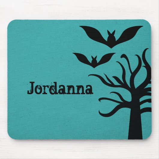 Eerie Bats Halloween Mousepad, Aqua Mousepad (Vorne)