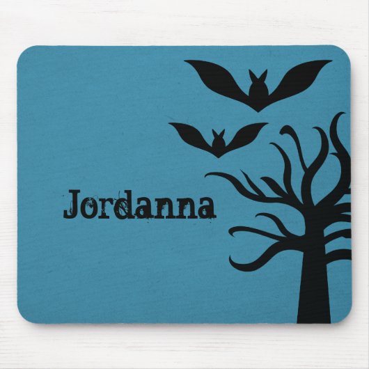 Eerie Bats Halloween Mousepad, blau Mousepad (Vorne)