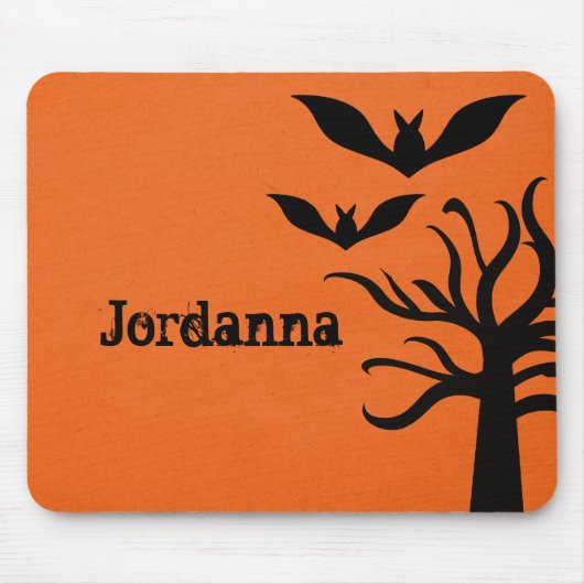 Eerie Bats Halloween Mousepad, Orange Mousepad (Vorne)