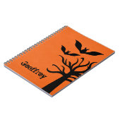 Eerie Bats Halloween Notebook, Orange Notizblock (Linke Seite)