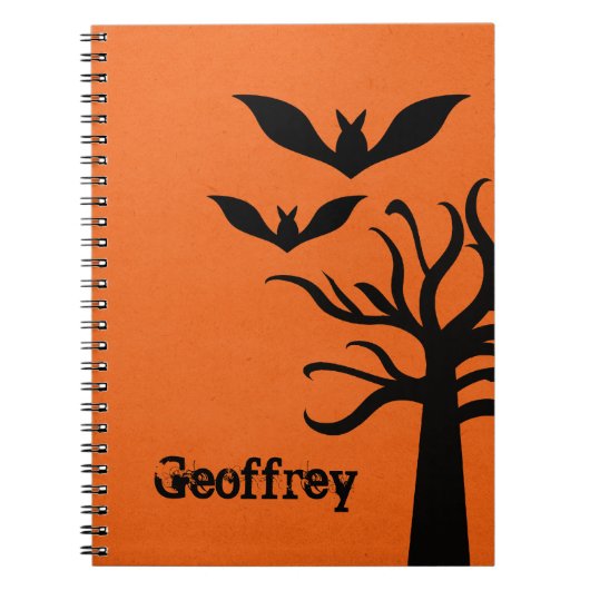 Eerie Bats Halloween Notebook, Orange Notizblock (Vorderseite)