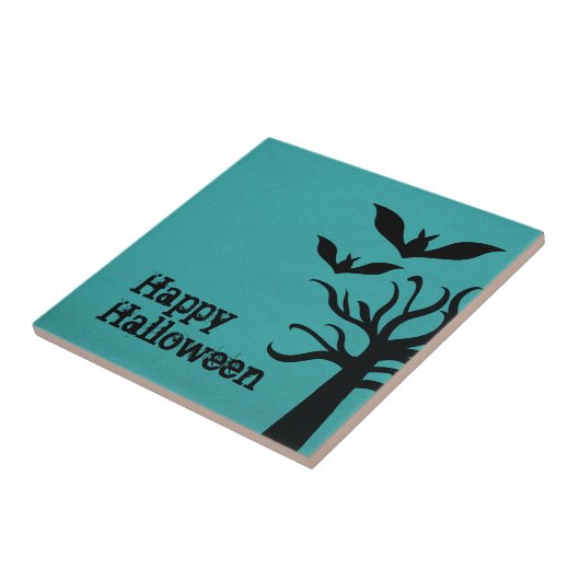 Eerie Bats Halloween Tile, Aqua Fliese (Seite)