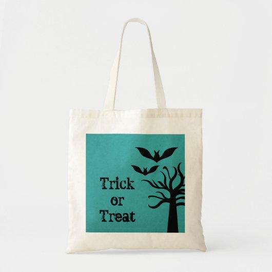 Eerie Bats Halloween Trick oder Treat Bag, Aqua Tragetasche (Vorne)