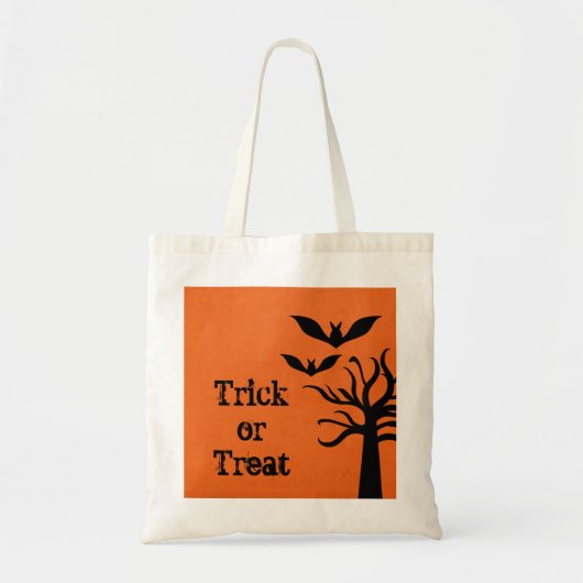 Eerie Bats Halloween Trick oder Treat Bag, Orange Tragetasche (Vorne)