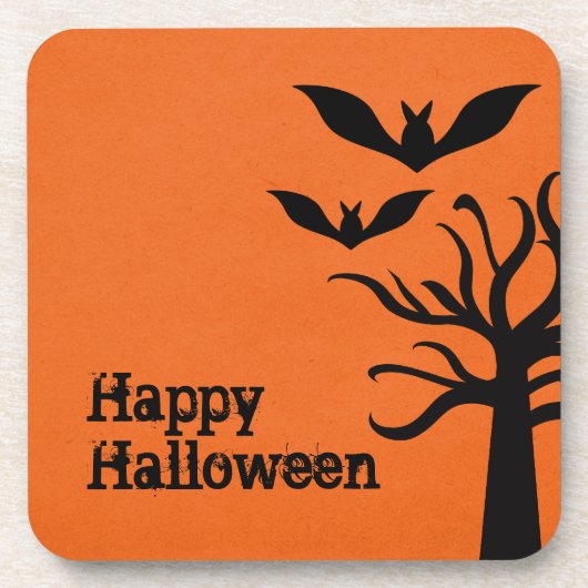 Eerie Bats Halloween Untersetzer Set, Orange (Vorderseite)