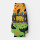 Eerie Bats und Moon Orange Green Skulls Flaschenkühler (Vorderseite)