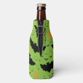 Eerie Bats und Moon Orange Green Skulls Flaschenkühler (Flasche Rückseite)