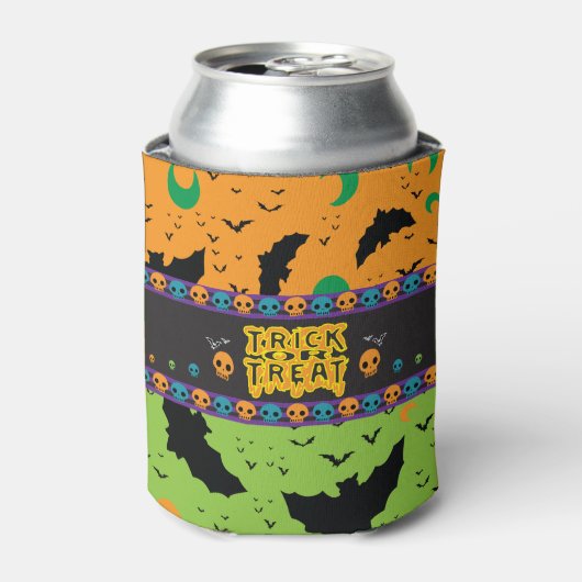 Eerie Bats und Moon Orange Green Skulls Flaschenkühler (Kanne Vorderseite)