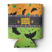 Eerie Bats und Moon Orange Green Skulls