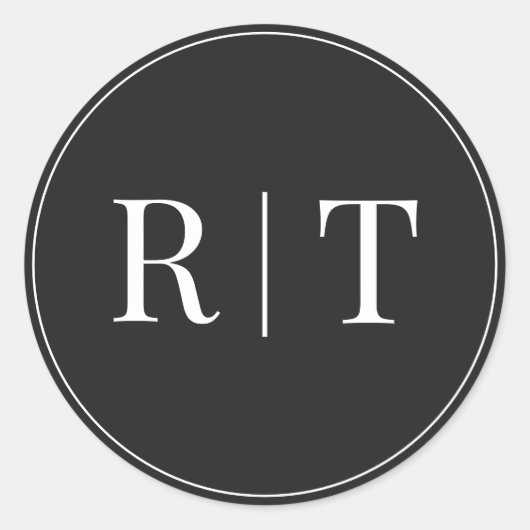 Eerie Black and White Monogram Wedding Runder Aufkleber (Vorderseite)