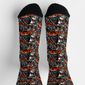 Eerie Cat Skulls Halloween Socken (Oben)