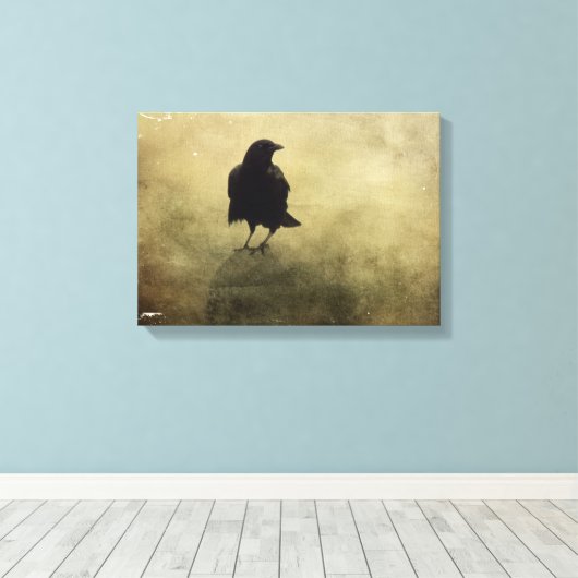 Eerie Crow in Nebel Leinwanddruck (Insitu (Holzboden))