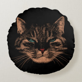 Eerie Eyes Cat Petrifying Purren Halloween Cat Rundes Kissen