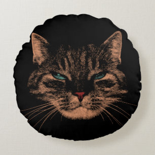 Eerie Eyes Cat Petrifying Purren Halloween Cat Rundes Kissen