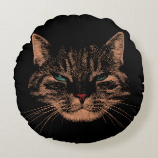 Eerie Eyes Cat Petrifying Purren Halloween Cat Rundes Kissen