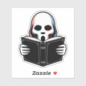 Eerie Ghost with Book - Creepisches Halloween Art Aufkleber (Blatt)